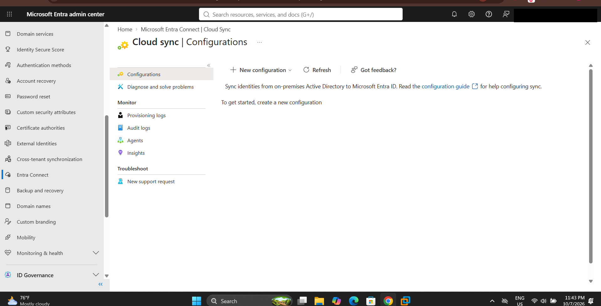 Cloud Sync configurations page