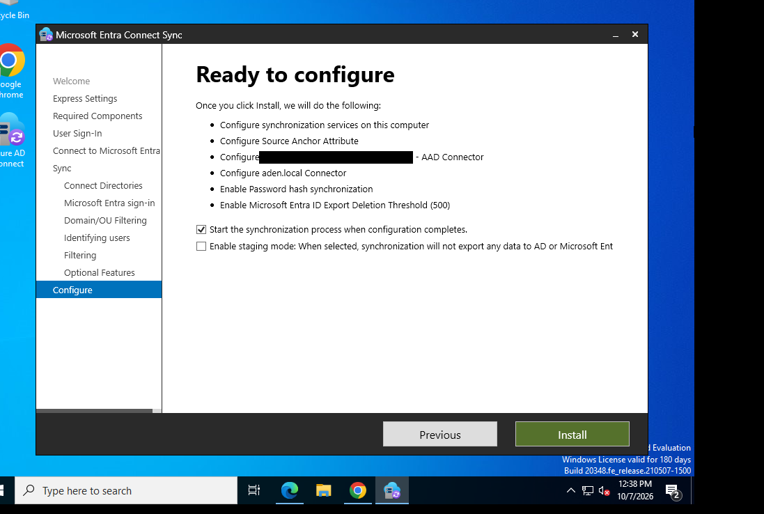 Ready to configure summary