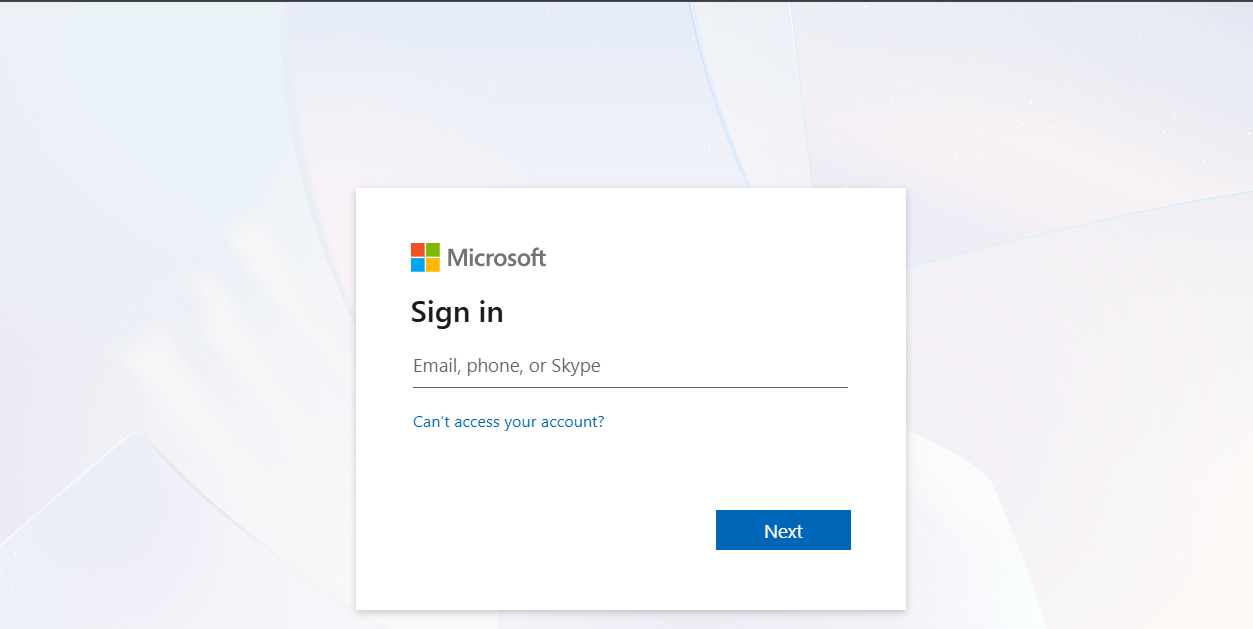 Microsoft sign-in page