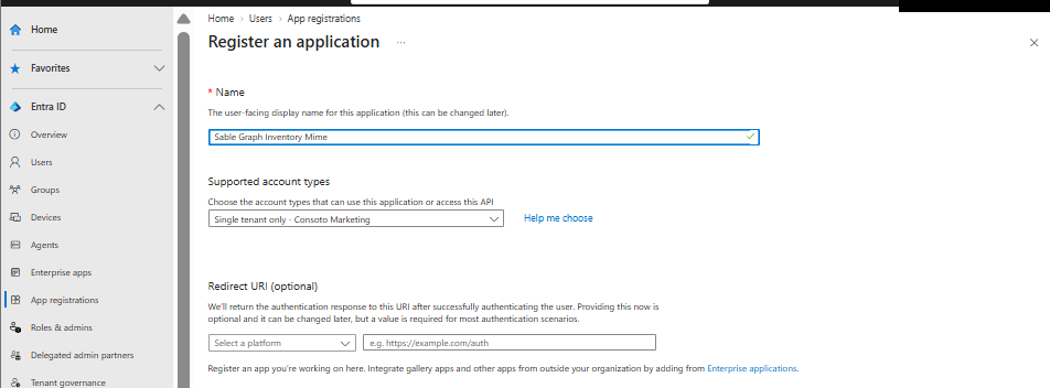 Register an application form