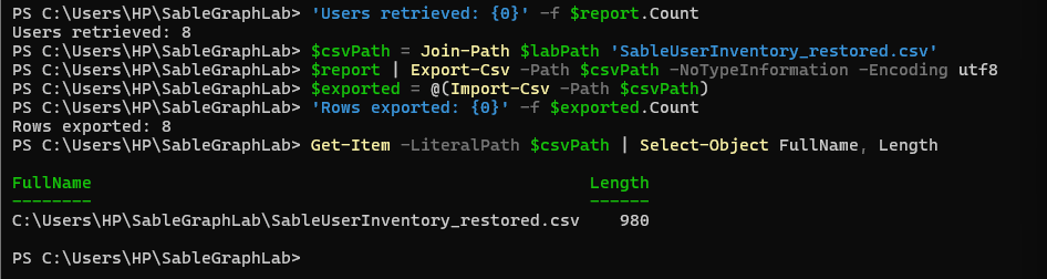 Second CSV export after recovery